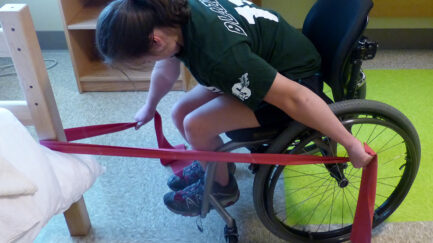 Resistance training exercise on wheelchair