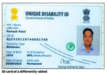 unique disability id (udid) card of a person.