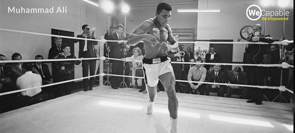 muhammad ali fighting in the ring: famous disabled people