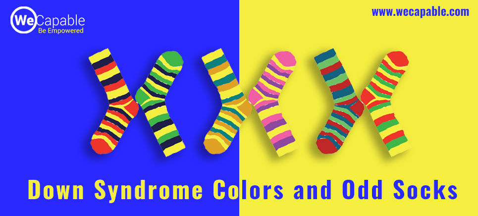 Down syndrome: blue and yellow colors and odd-mismatched socks