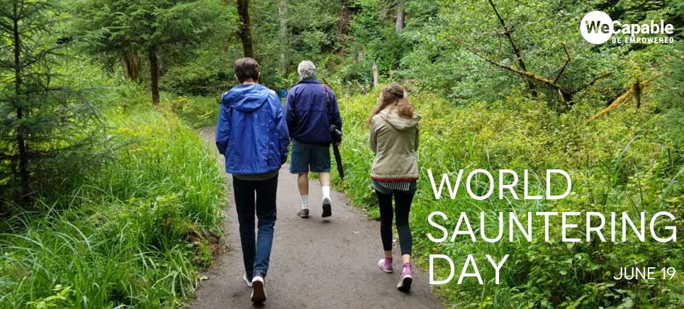 people taking walk in greens on world sauntering day