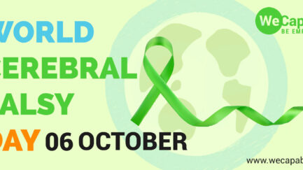 banner image for world cerebral palsy day showing green ribbon