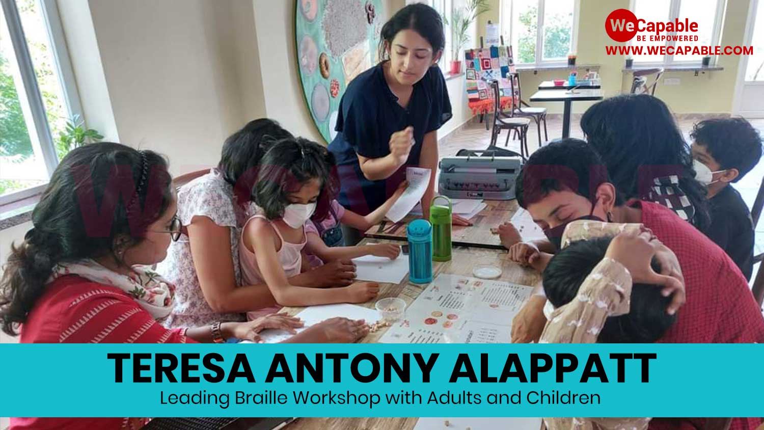 teresa alappatt conducting a braille workshop at the chetana charitable trust