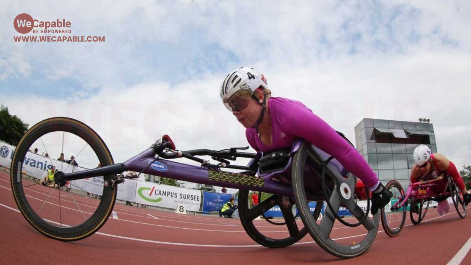 a wheelchair racing competition underway